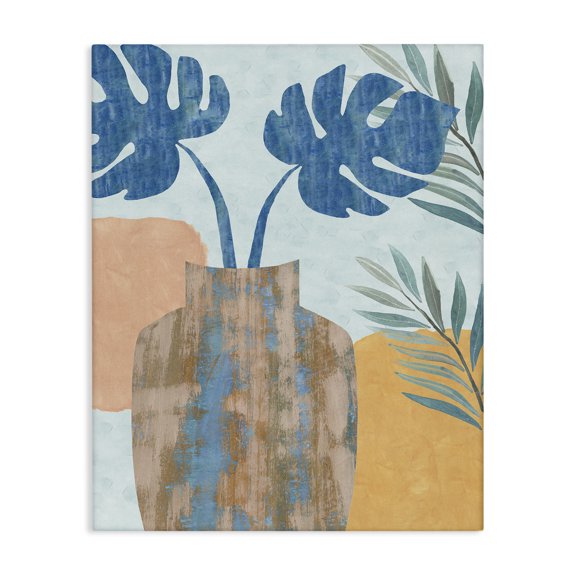 Stupell Industries Bohemian Tropical Monstera Western Abstract Orange Blue Canvas Art, 16 x 20, by Flora Kouta