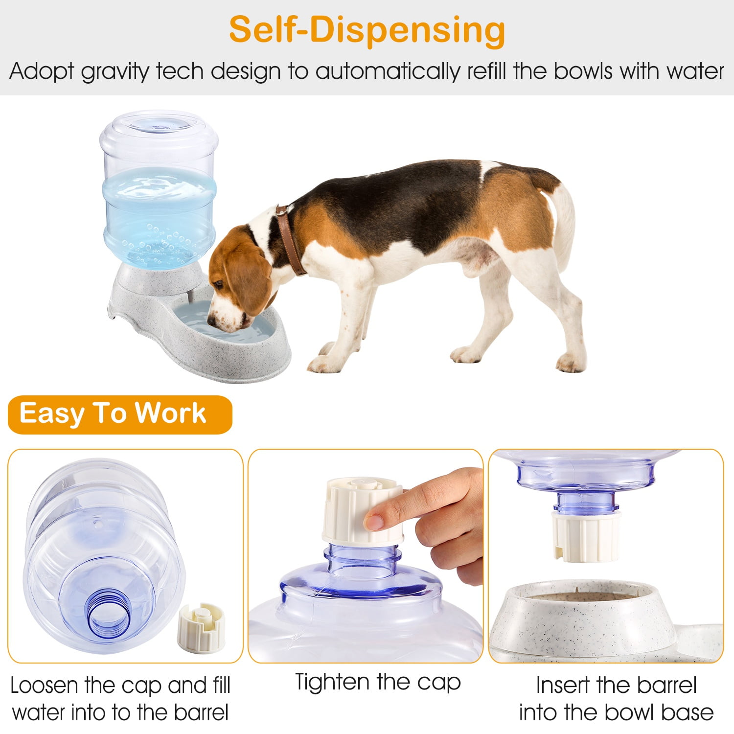TeqHome Pet Gravity Pet Water Dispenser Pet Water Feeder Automatic Gravity Dog Cat Waterer