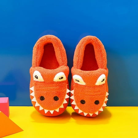 

QISIWOLE Winter Warm Home Kids Cotton Slippers Cute Dinosaur Pattern Indoor Cartoon Baby Soft Sole Flat Bottom Children Slip On Shoes Sales !