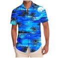 thumbnail image 2 of Men's Hawaiian Beach T Shirts Lapel Button Down Short Sleeve Shirts Men's Summer Casual Printed Turndown Lightweight Cool Comfy Vacation Tee Shirt Blouses, 2 of 6