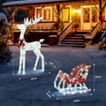 thumbnail image 2 of 4ft Lighted Christmas Reindeer & Sleigh Outdoor Yard Decoration Set - Festive Red & White Design with Bright LED Lights for Yard, Lawn & Indoor Festive Displays, 2 of 6