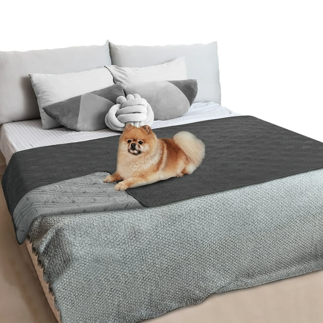 PetAmi Housse de Lit pour Chien Imperméable Couverture pour Petit Moyen Chien, Housse de Canapé Protecteur de Meubles pour Chiens Chat, Tapis Réversible Résistant à l'Eau Antidérapant Lavable, 30x70 Gris