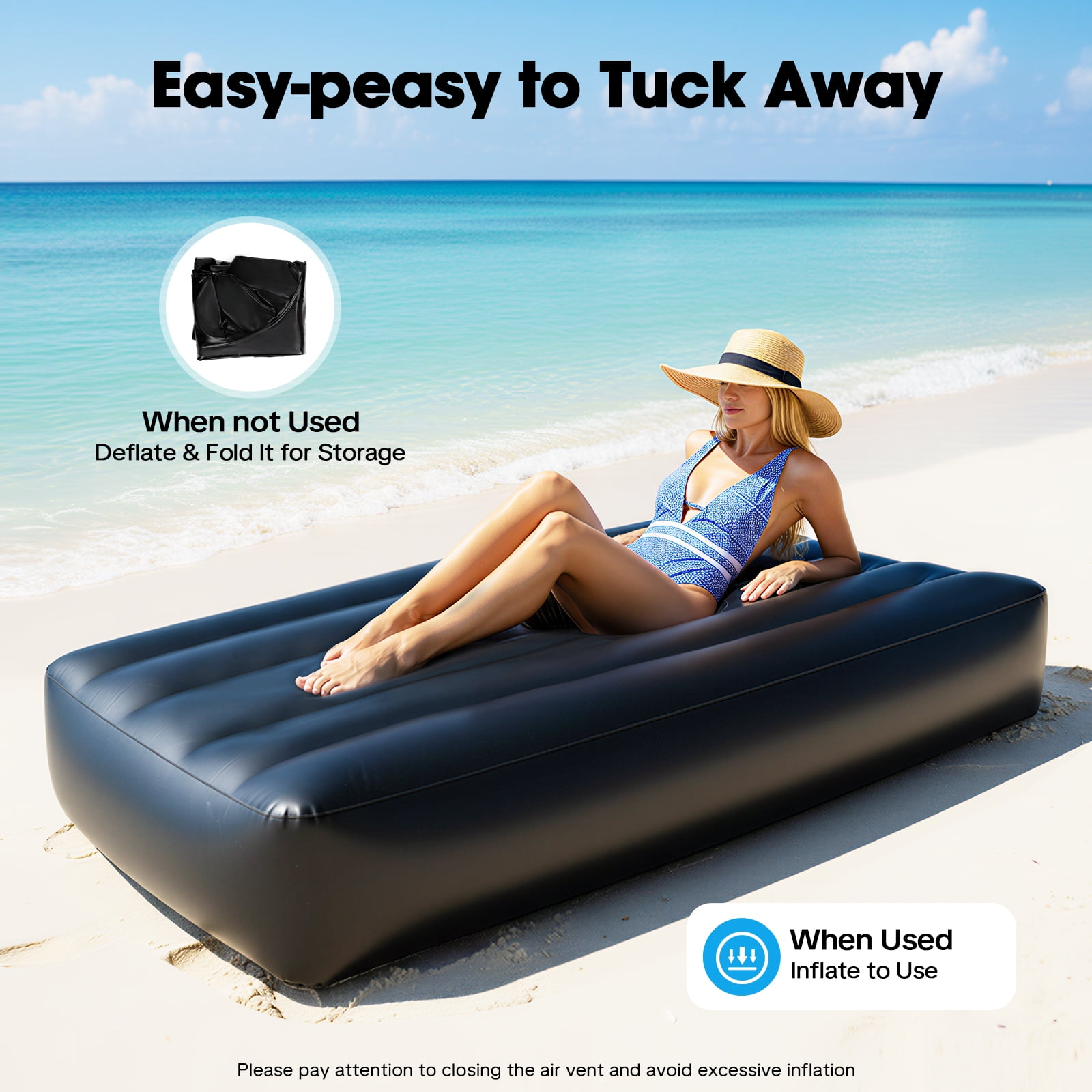 Car Air Bed Inflatable, PVC SUV Truck Mattress with Electric Pump, Outdoor Camping Travel Guest Bed, Heavy-Duty Portable Sleeping Pad, Black