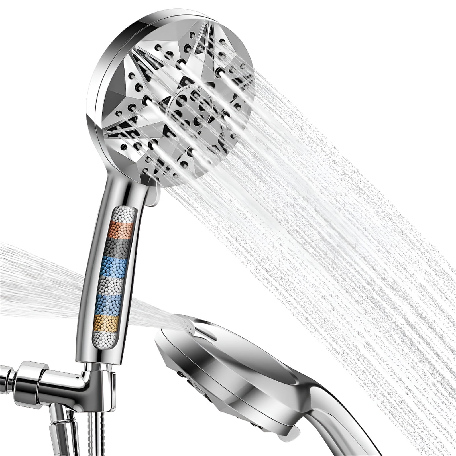 AquaCare Handbrause Mit Filter – 7 Einstellungen, KDF-Kartusche, Pausenschalter, 10,2 Cm