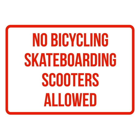 Parking Sign Aluminum Top - No Bicycling Skateboarding Scooters Allowed No Parking Business Safety Traffic Signs Red - 7.5x10.5