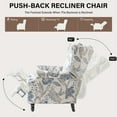 thumbnail image 2 of UIXE Recliner Chair, Upholstered Wingback Floral Pushback Armchair with Adjustable Backrest & Footrest, Comfy Accent Chair Reading Single Sofa for Small Spaces, Living Room, Bedroom, Plants Blue, 2 of 7