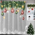 thumbnail image 3 of Grey Christmas Balls Shower Curtain, 72" x 72", Xmas Pine Needle Red Ball Star Winter Snowflake Waterproof Bathroom Curtain Washable Shower Curtain Set with 12 Hooks, 3 of 6