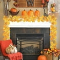 thumbnail image 1 of Guirnalda de hojas de arce artificiales de ratán, 78,7 pulgadas, hojas de otoño naranjas, impermeable, decorativa para puerta, ventana, pared, para el hogar, jardín, oficina, decoración de temporada, 1 of 6
