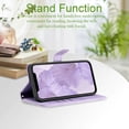 thumbnail image 2 of Wallet Case, for iPhone 12 Wallet Case,Card Holder Leather Kick-Stand Flip Cases,Wrist Strap, Closure,Shockproof Protective Cover (Purple), 2 of 14