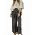 thumbnail image 1 of Pantalones Palazzo Holgados de Playa con Cintura Alta Elástica, Dobladillo con Volantes y Pierna para Mujer Gris Oscuro XS, 1 of 7