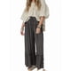 thumbnail image 1 of Pantalones Palazzo Holgados de Playa con Cintura Alta Elástica, Dobladillo con Volantes y Pierna para Mujer Gris Oscuro XS, 1 of 7
