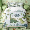 thumbnail image 2 of Manfei Cute Dino Animals Twin Quilt Set,Kawaii Mountain Palm Tree Twin Coverlet Set,Gray Green,2pcs,1 Bedspread and 1 Pillowcase, 2 of 7