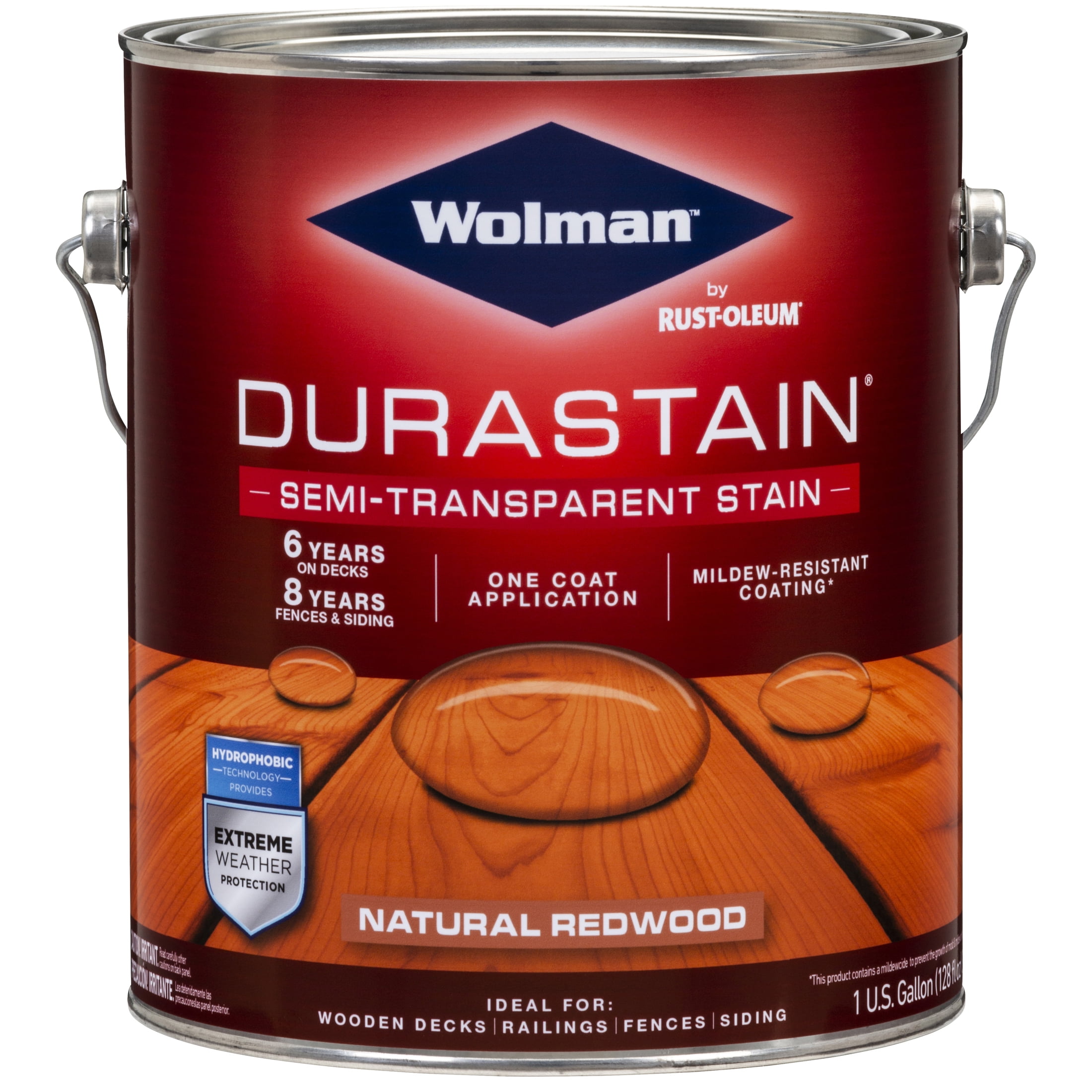 4 Pack, Natural Redwood, Wolman DuraStain Satin Semi-Transparent Stain- Gallon