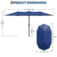 thumbnail image 2 of Petyee 13 ft Double-Sided Patio Umbrella,  No Base, Crank Lift, Steel Frame, Polyester Canopy,  Navy Blue, 2 of 10