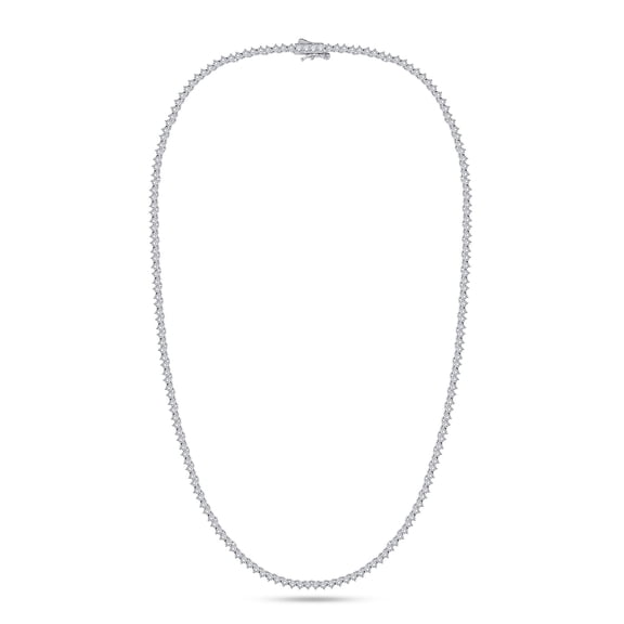 AFFY 3 Prong 2.5mm Tennis Necklace for Women, 14K White Gold Over Sterling Silver 5.50ctw Round Lab Created Moissanite Tennis Thin Necklace Chain Jewelry 16 inch