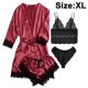 thumbnail image 1 of Conjunto de pijama de lencería con encaje Floral de satén para mujer, 4 piezas, con bata, Kimono, conjunto de lencería, pijama de satén, bata de encaje, sujetador Zhivalor 222940-6, 1 of 8