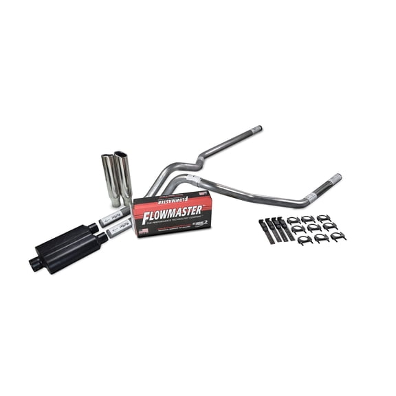 04-08 Dodge Ram 1500 Stainless 2.5" Dual Exhaust Kit Flowmaster 40 Clamp on Tips