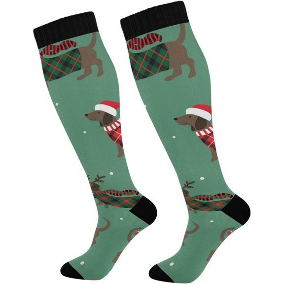 GZHJMY Christmas Compression Socks, Women Men Long Stocking (20-30mmHg), Travel Knee High Stockings for Athletic Sports,Running,Cycling,Nursing