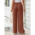 thumbnail image 6 of TEMOFON Pants for Women Wide Leg Linen Pant Flowy Palazzo Summer Casual Pants with Pocket Rust Drawstring Comfort Loose Lounge Pants L, 6 of 11