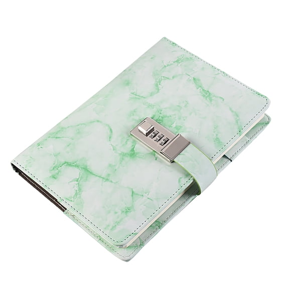 Marble Pattern PU Leather Journal with Combination Lock, Secret Password Notebook for Personal Privacy, Portable Locking Diary and Daily Planner B#016 Green