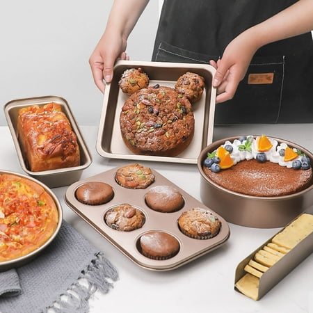 

Ycolew Clearence!Baking Tools Non Stick Baking Tray Set 5-piece Kitchen Baking Tray Cookie Baking Set Home Kitchen Cooking Set Golden Baking Tray Gifts