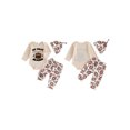 thumbnail image 2 of Loicainy Infant Baby Boy Fall Outfit 3 6 12 18 Months Football Embroidery Long Sleeve Romper Pants Hat Clothes Set, 2 of 9