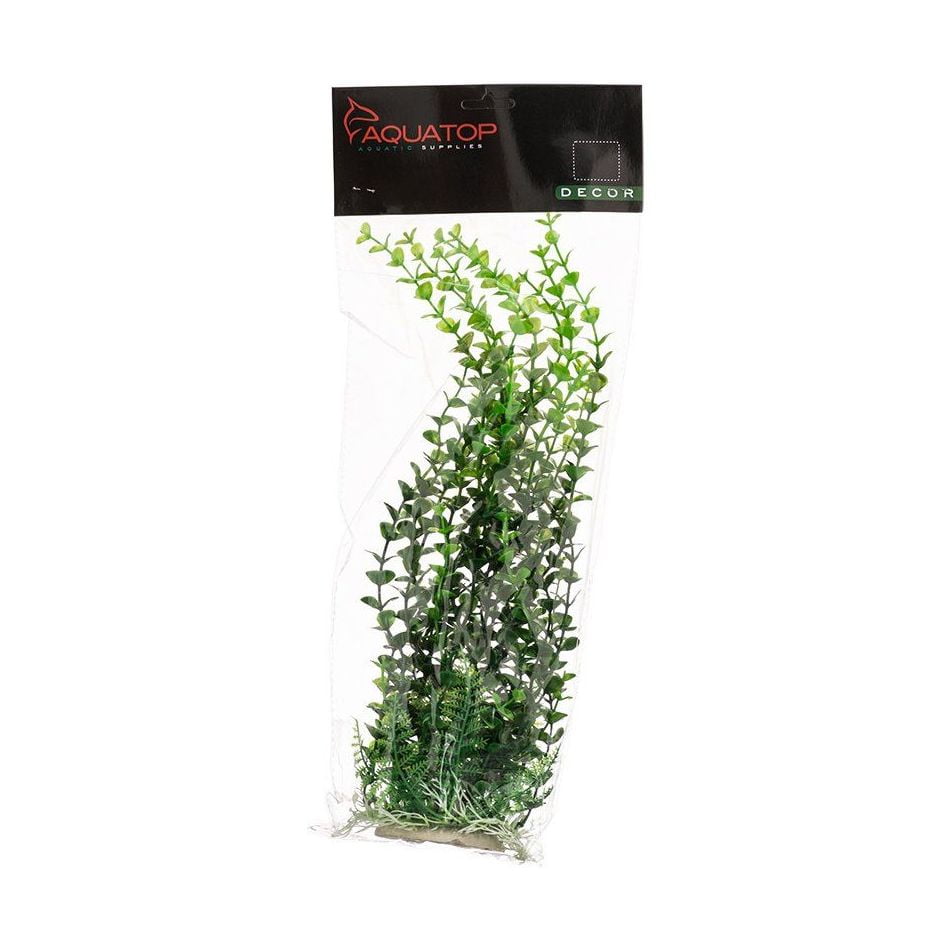 12" Green Leafy Rock Heavy BaseTall  Plants Plastic #748 Pea Leaf Aquarium 10" 