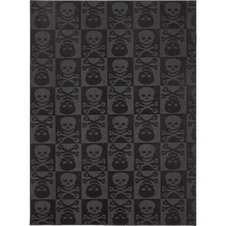 Garland Rug Skulls Black Indoor Area Rug, 5' x 7'