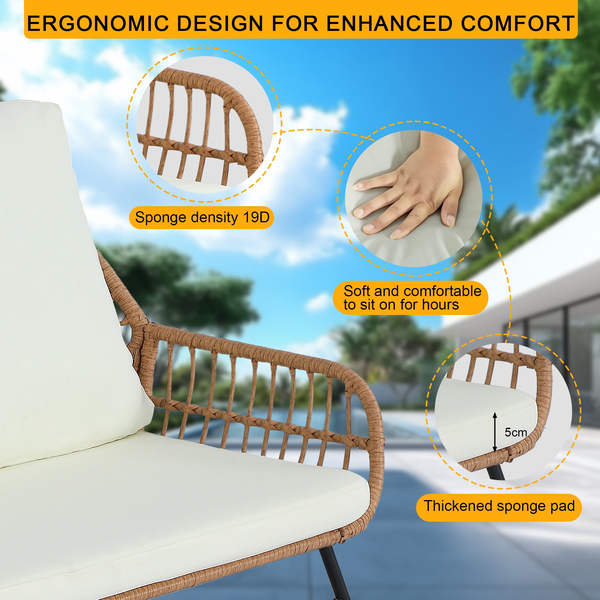 AstrPthylx 4-Piece Rattan Patio Set - All-Weather Outdoor Conversation Furniture with Tempered Glass Table & Quick-Dry Cushions for Garden, Porch, Balcony