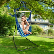 Sorbus Hanging Rope Hammock Chair Swing Seat with Adjustable Multi-Use Stand for Any Indoor or Outdoor Spaces