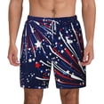 thumbnail image 3 of Uemuo Red White Blue Fireworks 1 Pattern Mens Swim Trunks Quick Dry Board Shorts with Mesh Lining, Stretch Beach Shorts Quick Dry No-Chafing Board Shorts-Small, 3 of 9
