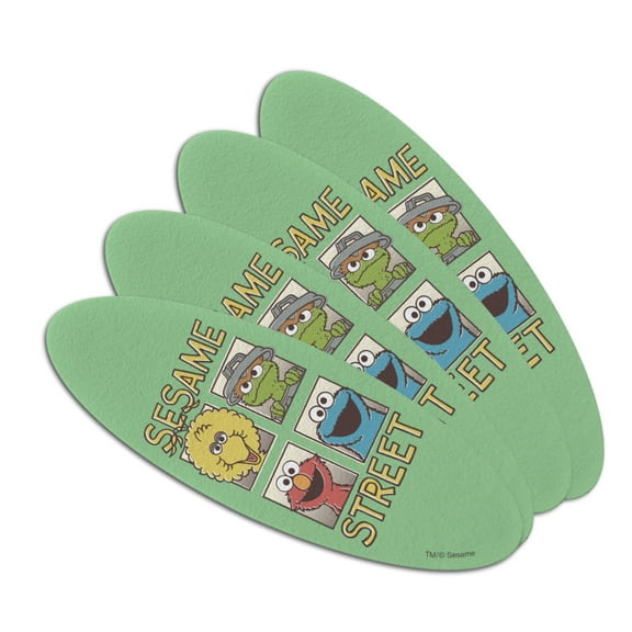Sesame Street Vintage Comic Panels Double-Sided Oval Nail File Emery Board Set 4 Pack