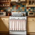thumbnail image 3 of JWZZYD Farmhouse Stove Skirt Oven Curtain for Kitchen Decor, Reusable Washable Oven Front Cover with Lace Ruffle Trim with Ribbon Ties, Oven Curtain Cover for Cottage Kitchen(Pink Flower), 3 of 7