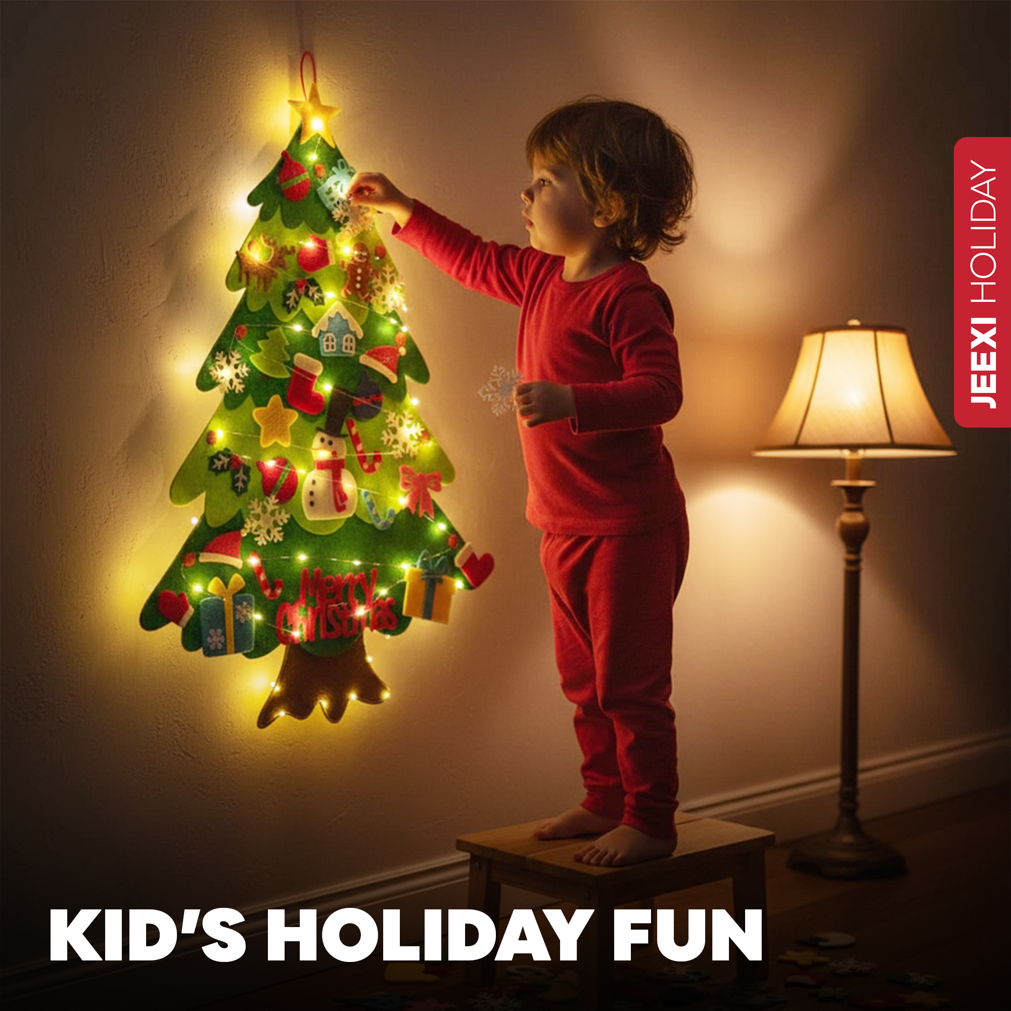 JEEXI 3ft DIY Felt Christmas Tree with LED String Lights photo 5