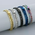 thumbnail image 3 of HOOUN Blue Stainless Steel Miami Curb Chain Necklace Choker For Women Mens 8mm 26'', 3 of 3