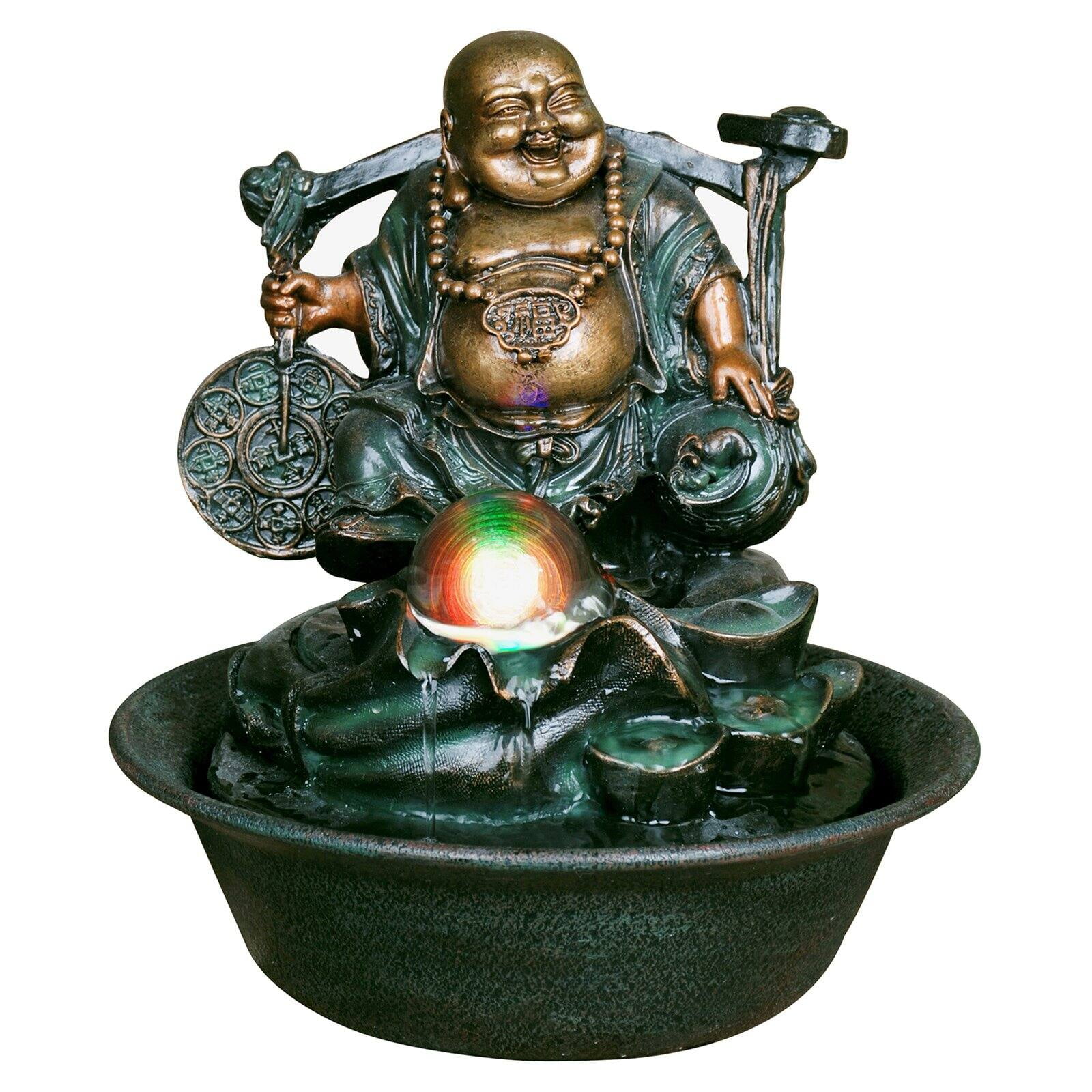 Spinning Ball & LED Lighting Chico Cascading Buddha Indoor Table Top Water Feature 