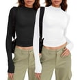 thumbnail image 2 of Zeagoo Mock Neck Tops for Women Dressy Casual Fall Long Sleeve Shirts Winter Undershirts Lightweight Slim Fit Clothes, 2 of 3