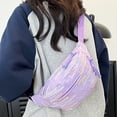 thumbnail image 6 of AZXY Sling Crossbody Bag, Purple Lightweight Fabric Fanny Pack with Adjustable Strap, Casual Embroidered Waist Bag for Travel Daily Use, 6 of 7