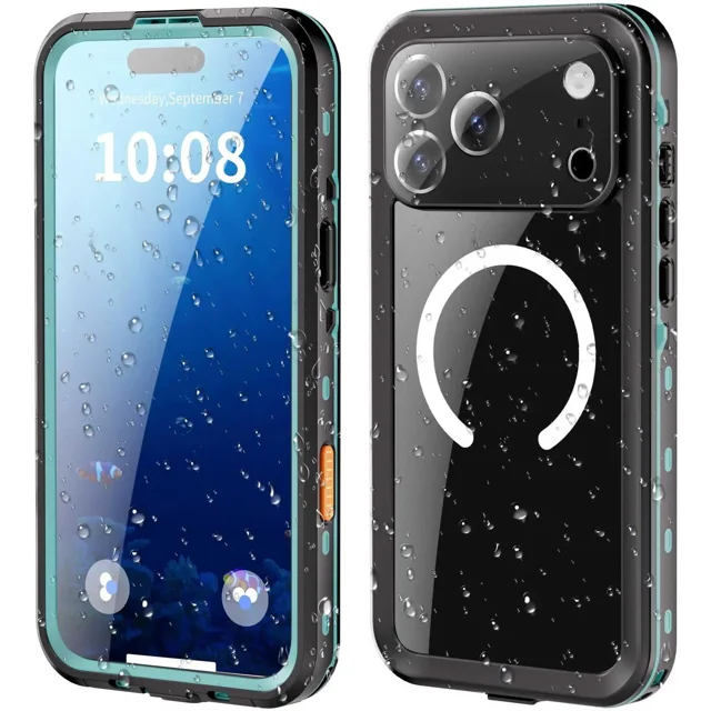 for iPhone 17 Pro Max Waterproof Case Compatible with MagSafe, Magnetic Waterproof Full Body IP68 Underwater Case Built-in Screen Protector Military Grade Shockproof Cover with Lanyard