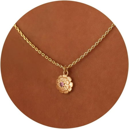 Birth Flower Necklace 14K Gold Plated Birthstone Necklace for Women Dainty Birth Month Flower Necklace Personalized Jewelry Birthday Gift
