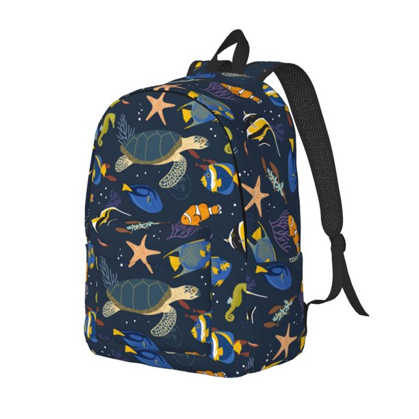 Easygdp Undersea Animals Mochila de Lona Resistente para Laptop, Compatible con Laptops de 15 a 17 pulgadas, Ideal para Escuela, Trabajo y Viajes-Small