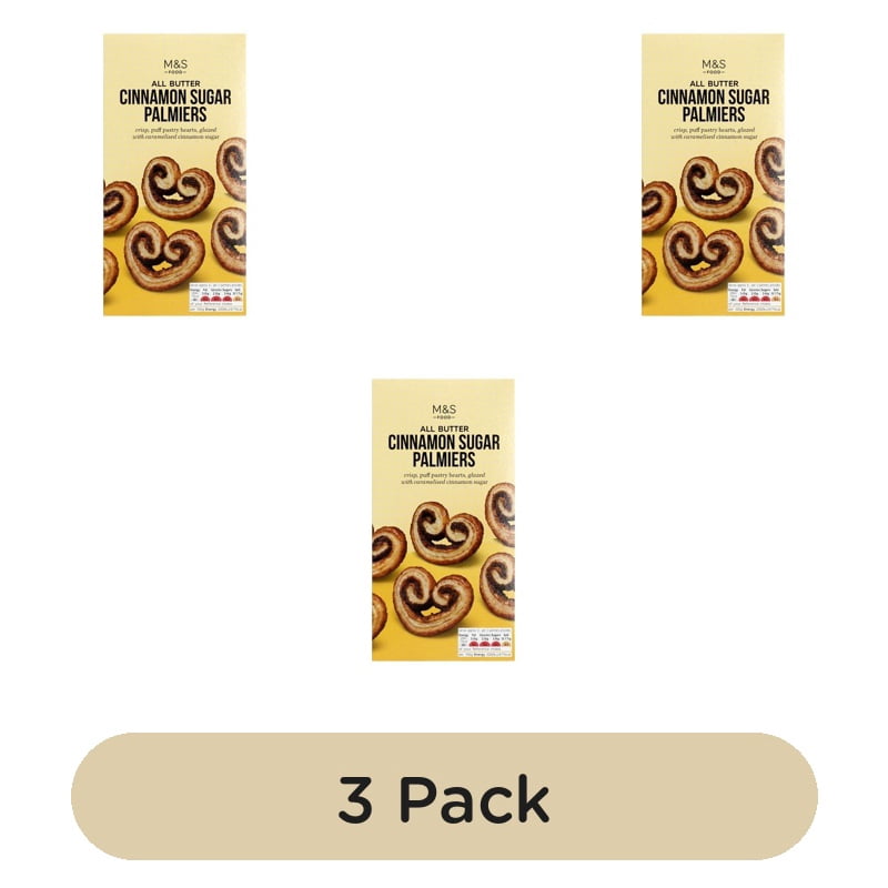 M&S All Butter Cinnamon Sugar Palmiers 100g, British Import (Pack of 3)