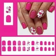 thumbnail image 3 of pengxiang Clearance Nails Kit Acrylic Set,Short Glossy Square NailsValentine's Day Fuchsia Heart Glitter Wearable Art24 Pieces, 3 of 7