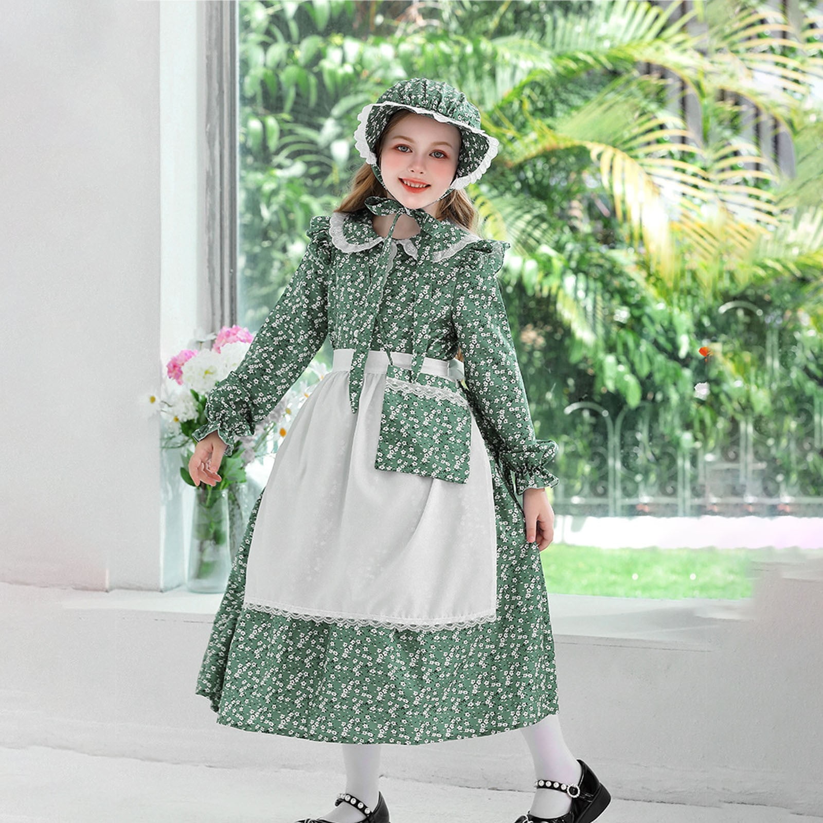 qILAKOG Victorian Maid Costume for Girls Medieval Village Dress Fancy Dress Fancy Dress Costumes for Halloween Cosplay Green 11-12 Years, Girl's qILAKOG Victorian Maid Costume for Girls Medieval Village Dress Fancy Dress Fancy Dress Costumes for Halloween Cosplay Green 11-12 Years, Girl's