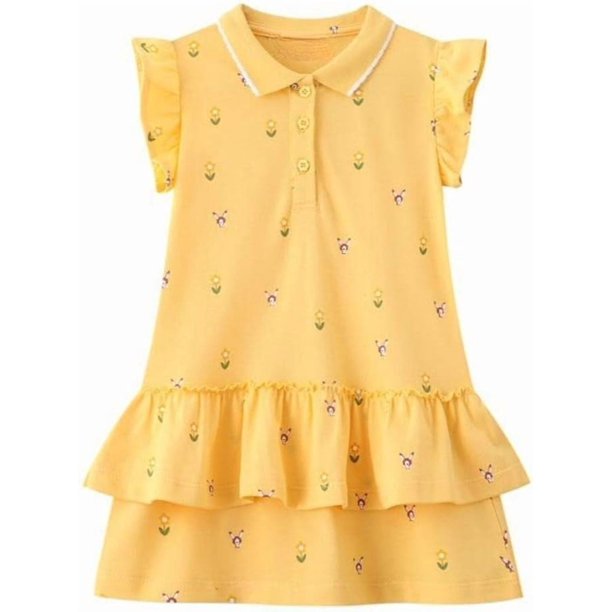 Vestido de niña, manga corta, ropa de juego de algodón, vestidos, vestido estilo camiseta, vestido casual de niña