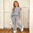 thumbnail image 6 of Kezqiaxn 2 Piece Winter Outfit for Girls Cute Bowknot Pullover Sweatshirt and Flared Pants Matching Sets Teen Girl Clothes Size 5-15, 6 of 8