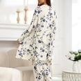 thumbnail image 4 of Women's 3 Piece Floral Print Pajama Set with Robe - Soft Polyester All Seasons Loungewear for Ladies, 4 of 5
