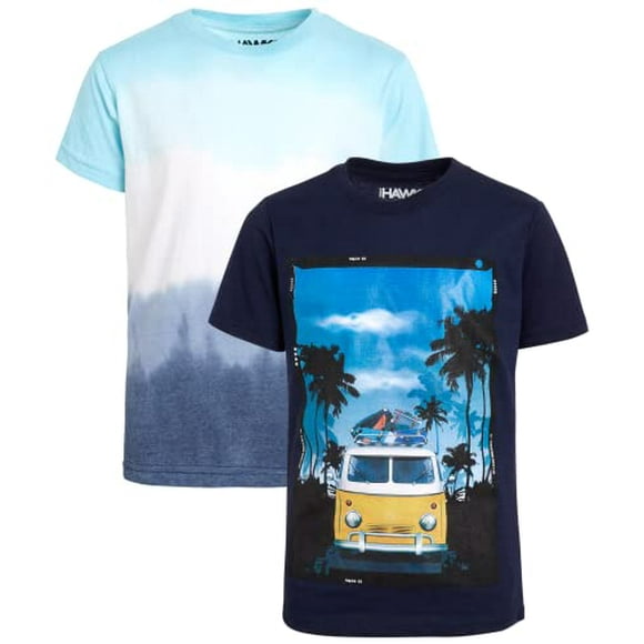 TONY HAWK T-Shirt Garçon - T-Shirt à Manches Courtes en Coton 2 Pièces (Taille: 4-16), Taille 10/12, Couleur Bus/cravate Bleue