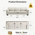 thumbnail image 3 of CHITOOMA 89" 3 Seater Sofa, Upholstered Couch with 3 Pillows and Removable Linen Cover, Deep Seat Sofa with Wide Armrests for Living Room, Bedroom, or Office, White, 3 of 16