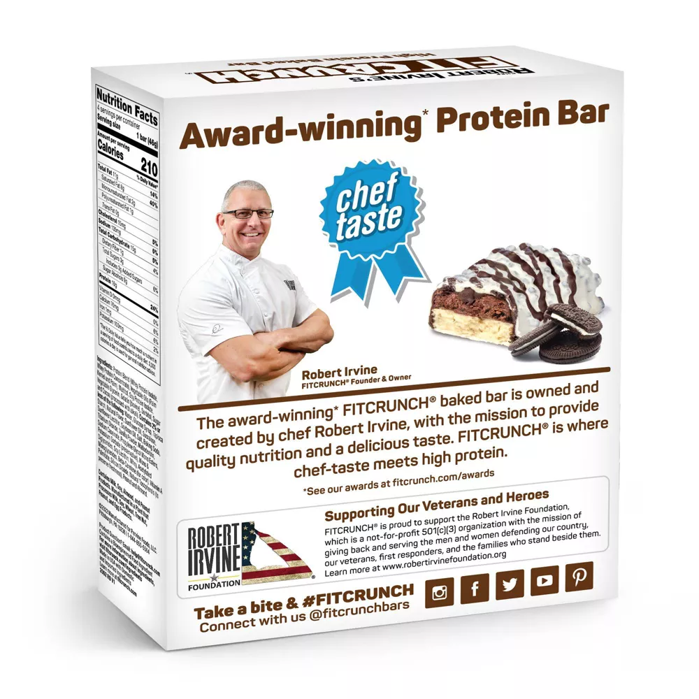 FITCRUNCH High Protein Baked Bar, Milk & Cookies, 16g Protein, 1.62 oz, 4 Count
